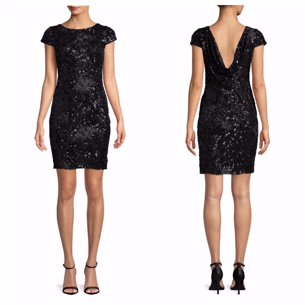 Cowl back sequined mini dress